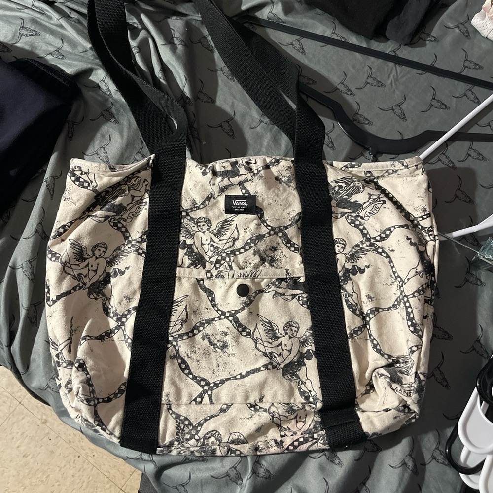 Vans Cream and Black Print Tote Bag